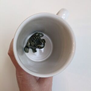 Vintage 70s Bennington Potters Hidden Surprise 3D Green Frog INSIDE Mug Vermont
